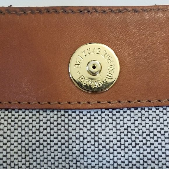 Dooney & Bourke Signature DB Logo Cream Canvas Braided Leather Shoulder Handbag - Picture 10 of 13